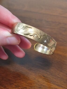Children's Gold-Plated Engraved Cuff Bracelet | Early 1990s